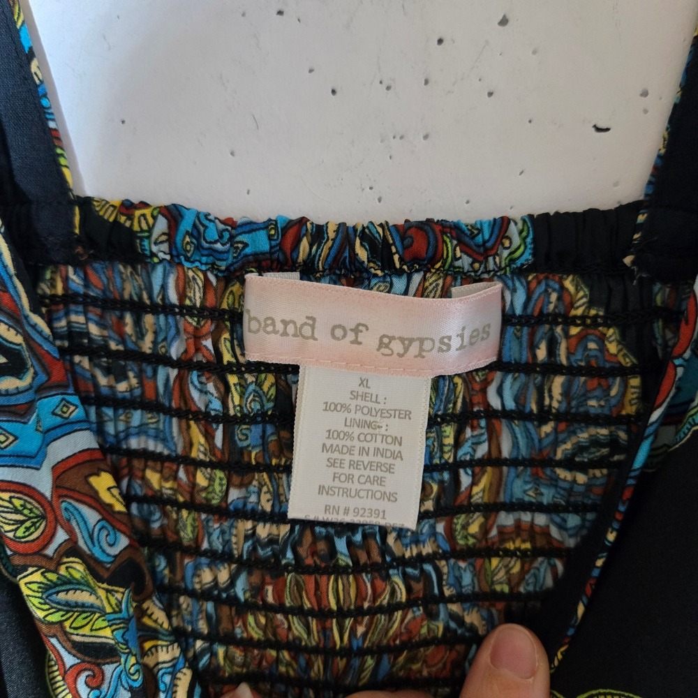 Band of Gypsies Medallion Print Smocked Mini Dress XL Boho Summer Whimsigoth - Picture 5 of 9